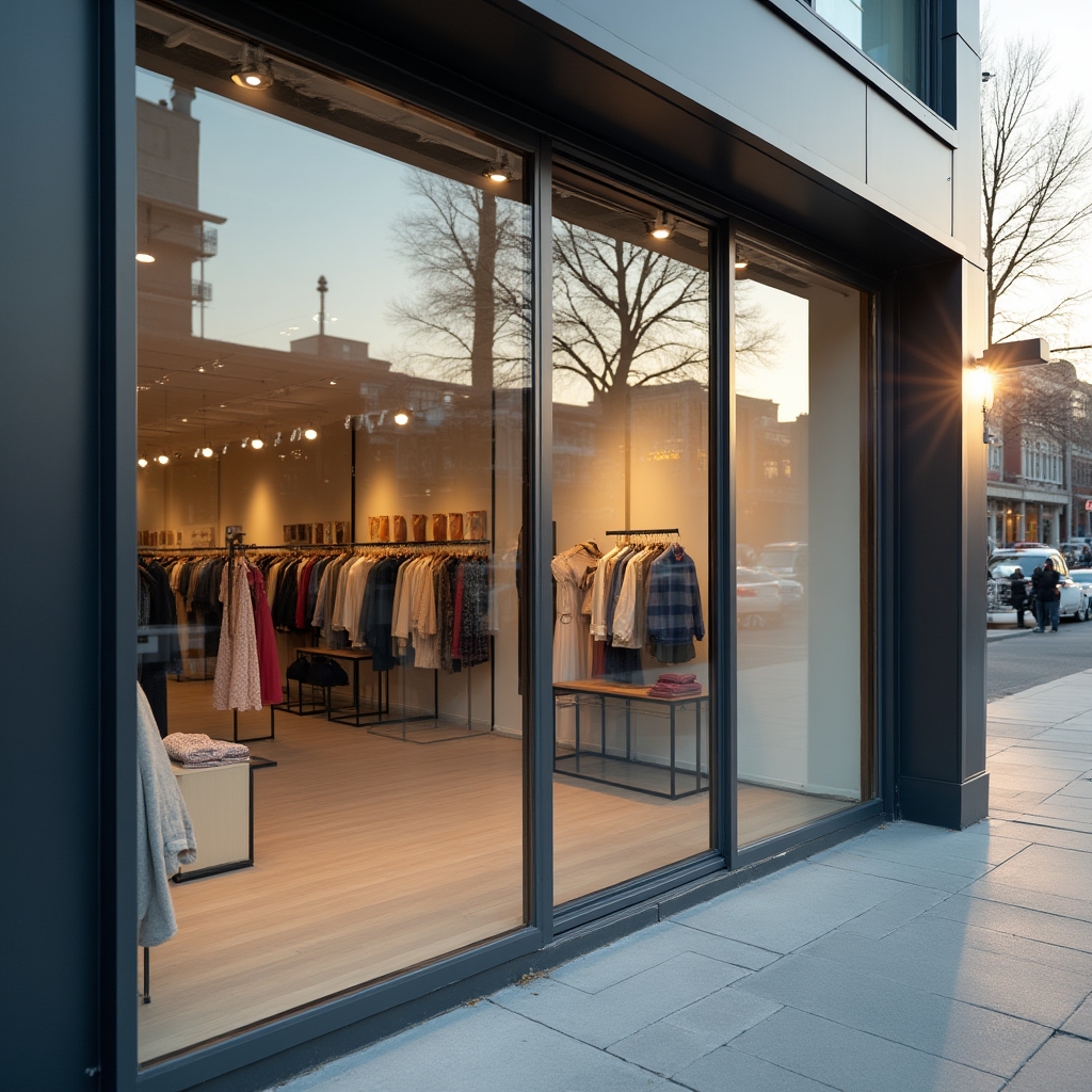 Vitrină showroom auto perfect transparentă după curățare